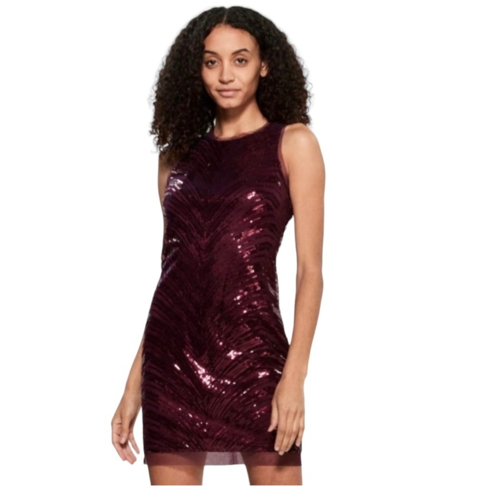Vince Camuto plum sequin sleeveless dress size 6